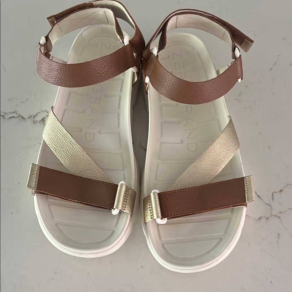 Brown and Gold Strappy Sandals